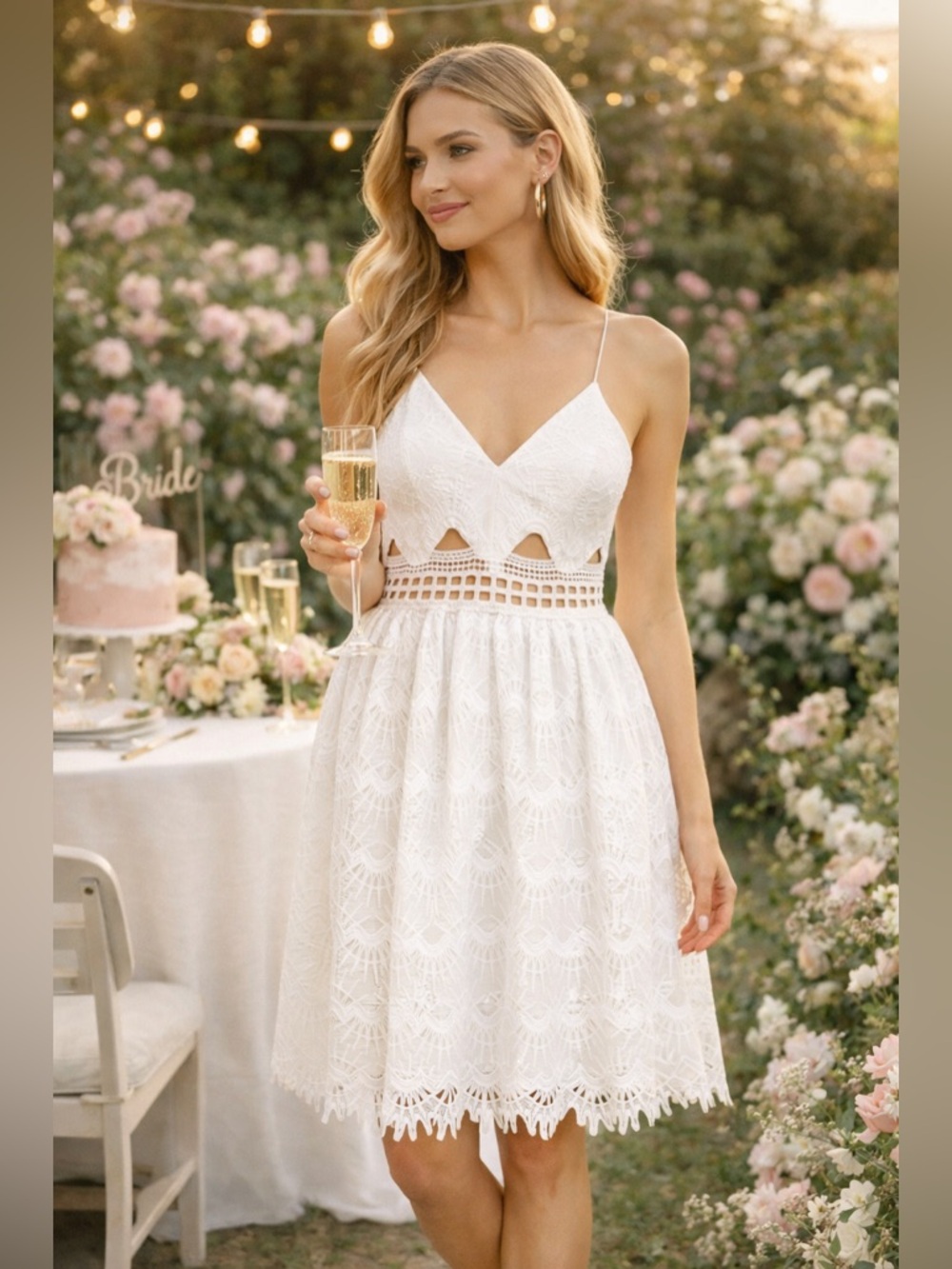 Jonathan Simkhai “Scallop Tower” Off White Lace Dress ~ Sz 6